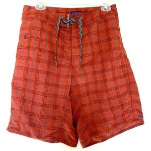 Patagonia Shorts Mens 32 Wavefarer Boardshorts Rust Red Blue Nylon Surfer
